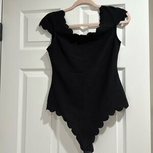 Black Scallop Bodysuit
